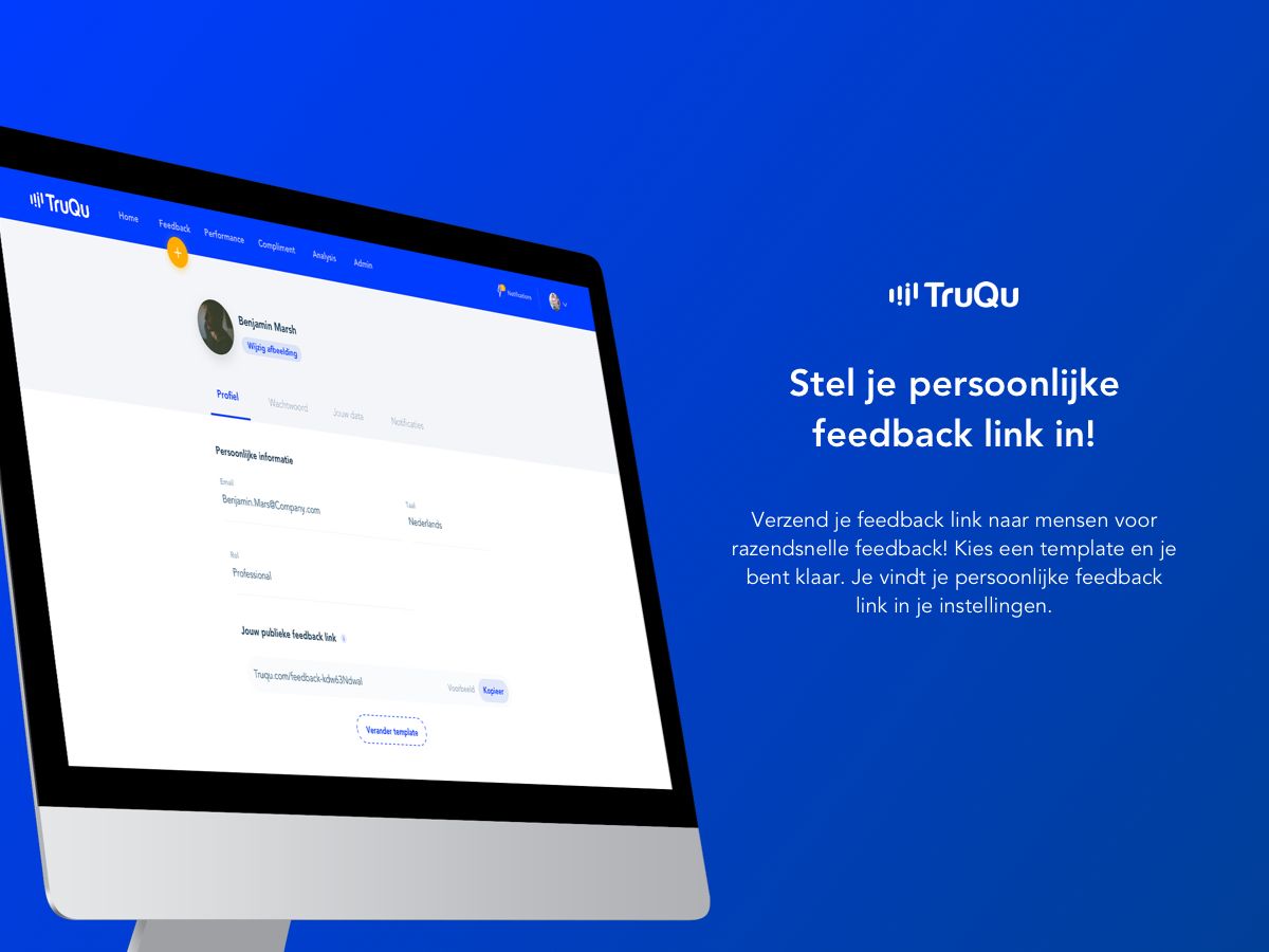 TruQuNL's tweet photo. Gebruik de persoonlijke feedback link in TruQu om feedback te krijgen waar, wanneer en van wie je maar wilt. Bij je link krijg je automatisch een persoonlijke QR-code om feedback nóg makkelijker in te winnen. Delen maar!! #feedback #performancemanagement https://t.co/SBrROt3yXp