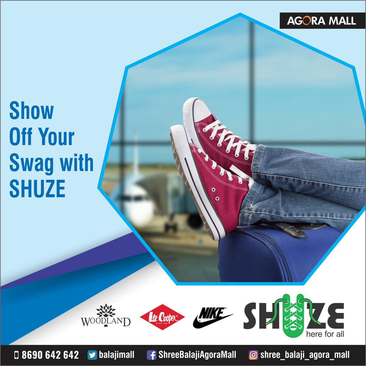Agoramall3's tweet photo. Show Off Your Swag" with SHUZE 
Get offers on the selected brand. Begin your journey with a fabulous pair of shoes. Step out in the new style with a new collection of footwear only SHUZE, Agora mall.
Call: 8690642642 
#Fashion #Men #agoramall #ahmedabad #onlineshopping #store https://t.co/en88QYt5JA