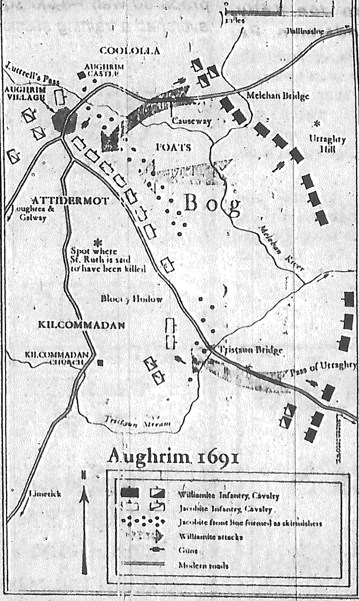  #Otd 1691: Death of French Gen Charles Chalmont, marquis de Saint-Ruth (Jacobite leader) at Battle of Aughrim. Lured Williamites into boggy ground, which at 1st succeeded; cried out with joy: "The day is ours, my children!" But cannonball hit him on head!  https://en.wikipedia.org/wiki/Marquis_de_St_Ruth