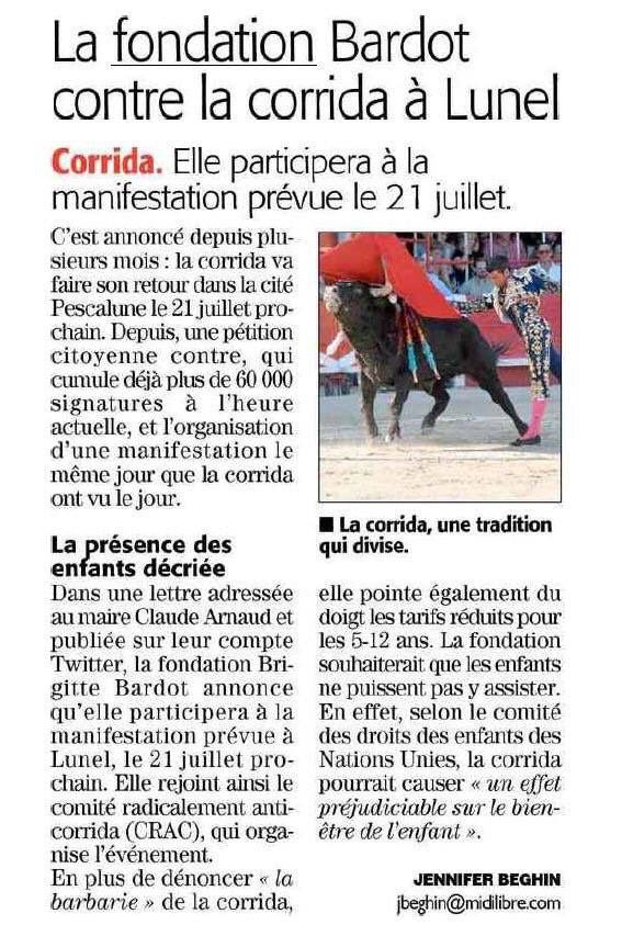 CRAC_Europe's tweet photo. Le 21 juillet, tous à Lunel avec le CRAC Europe pour dire stop 🛑 à la barbarie des arènes!
#lunel
#claudearnaud
#anticorrida
#france3
#afp
#corridastop
#fondationbardot https://t.co/7YZq7E3VRG