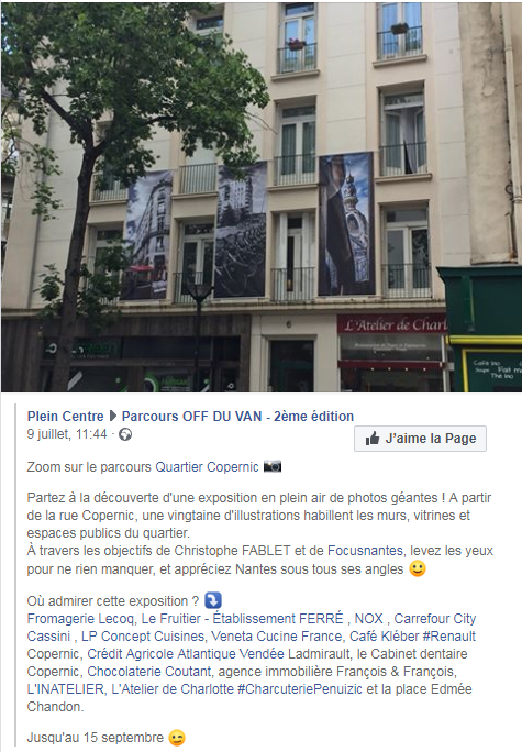 FocusNantes's tweet photo. Vous n'avez pas encore été faire 1 tour du côté du Quartier Copernic ?? Pas de panique vous pouvez encore y voir mes #Photos jusqu'au 15 septembre 😃📸
Et si par hasard vous tombiez en extase devant l'une d'elles, rendez-vous sur https://t.co/Jte6Qls9Zn ! 😛
#expo #Nantes #art https://t.co/7nQSJBJ4gp