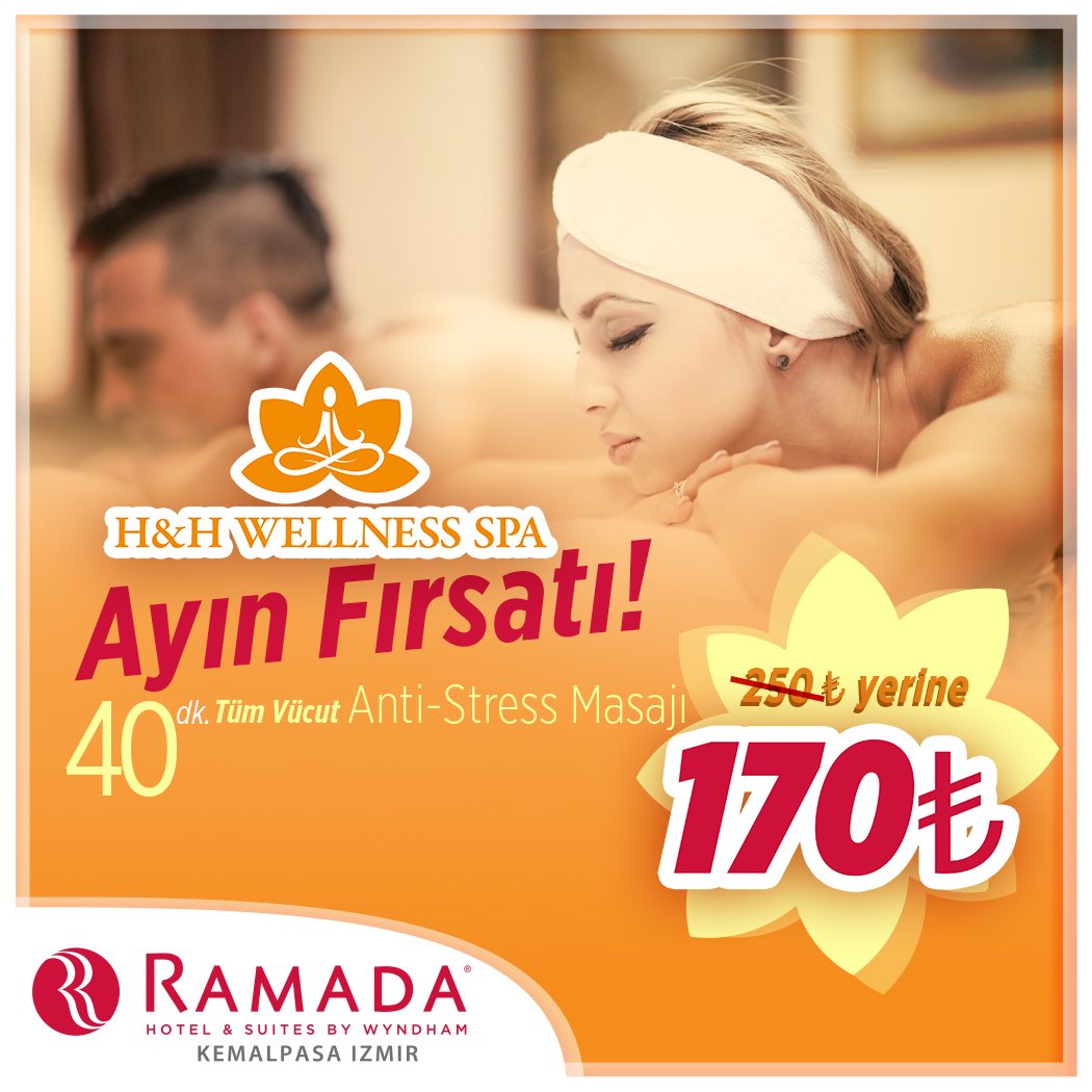 RamadaKemalpasa's tweet photo. #RamadaKemalpaşa'da ayın fırsatını kaçırmayın! 😉

40 dk. tüm vücut anti-stress masajı 250 TL yerine 170 TL!

20 dk. kese + köpük yıkama &amp; 40 dk. tüm vücut anti-stress masajı 360 TL yerine 220 TL! https://t.co/FLMi1xOA9I