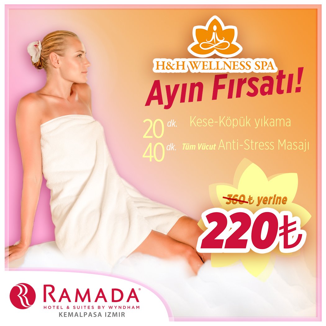 RamadaKemalpasa's tweet photo. #RamadaKemalpaşa'da ayın fırsatını kaçırmayın! 😉

40 dk. tüm vücut anti-stress masajı 250 TL yerine 170 TL!

20 dk. kese + köpük yıkama &amp; 40 dk. tüm vücut anti-stress masajı 360 TL yerine 220 TL! https://t.co/FLMi1xOA9I