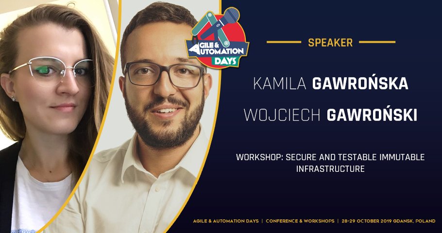 kamagawronska's tweet image. The best partner in crime @afronski! On autumn we will have a pleasure to be part of excellent event @AADaysPoland. If you want to learn how to approach testing of #InfrastructureAsCode and what is #ImmutableInfrastructure join our workshops! #DevOps