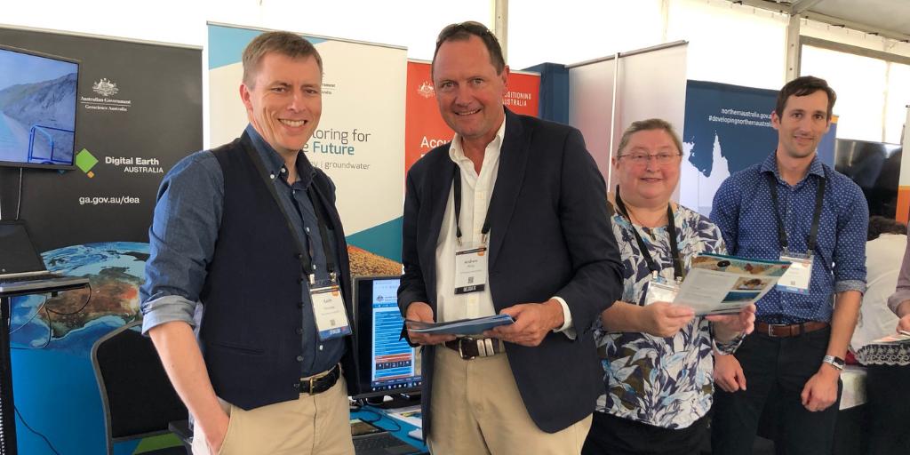 GeoscienceAus's tweet photo. Our team is at @DevelopNorthAus in Karratha talking to decision makers, industry and Indigenous leaders about how #geoscience will help develop Northern Australia. Resource and mineral exploration, groundwater management, mapping and location information, navigation. #DEVNTH https://t.co/xQfP8Gz9M4