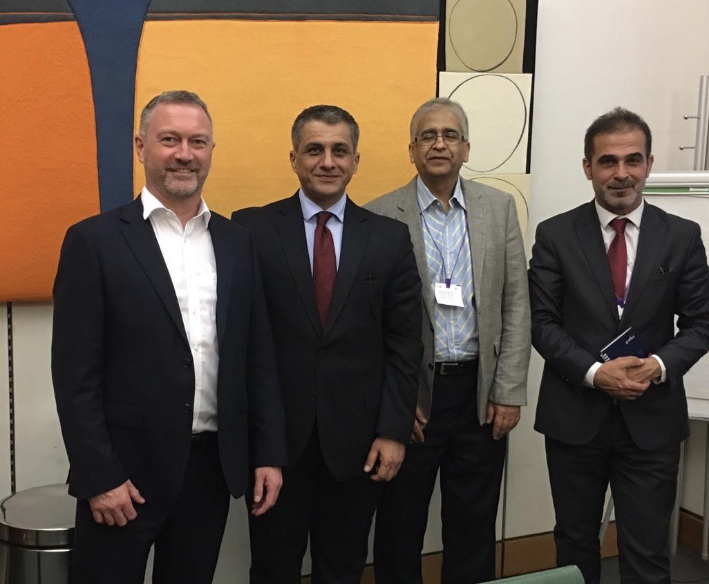 SteveReedMP's tweet photo. Pleased to introduce Croydon charity leader Ashtaq Arain to Kurdish Regional Government representatives to discuss help for refugees in camps in the region https://t.co/8I7eqlQpOz