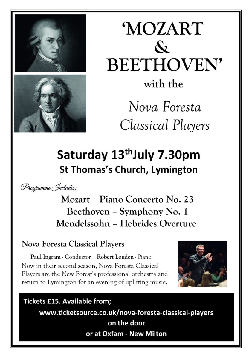 Excellent concert tomorrow evening in #Lymington conducted by @PaulIng23662211 
#Mozart #Beethoven #Mendelssohn