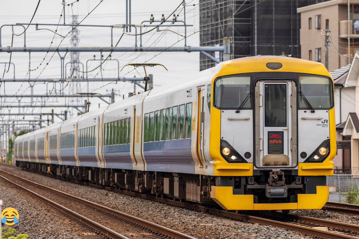 Sakana 19 07 12 1004m 特急さざなみ4号 東京行 E257系マリnb 3 255系が先日の人身事故により車両不足の為 257系10両による255系の代走 平日はわかしお3号の東京駅送り込みが特急さざなみ4号として走るが どうやらこの代走は今日で終了らしいです