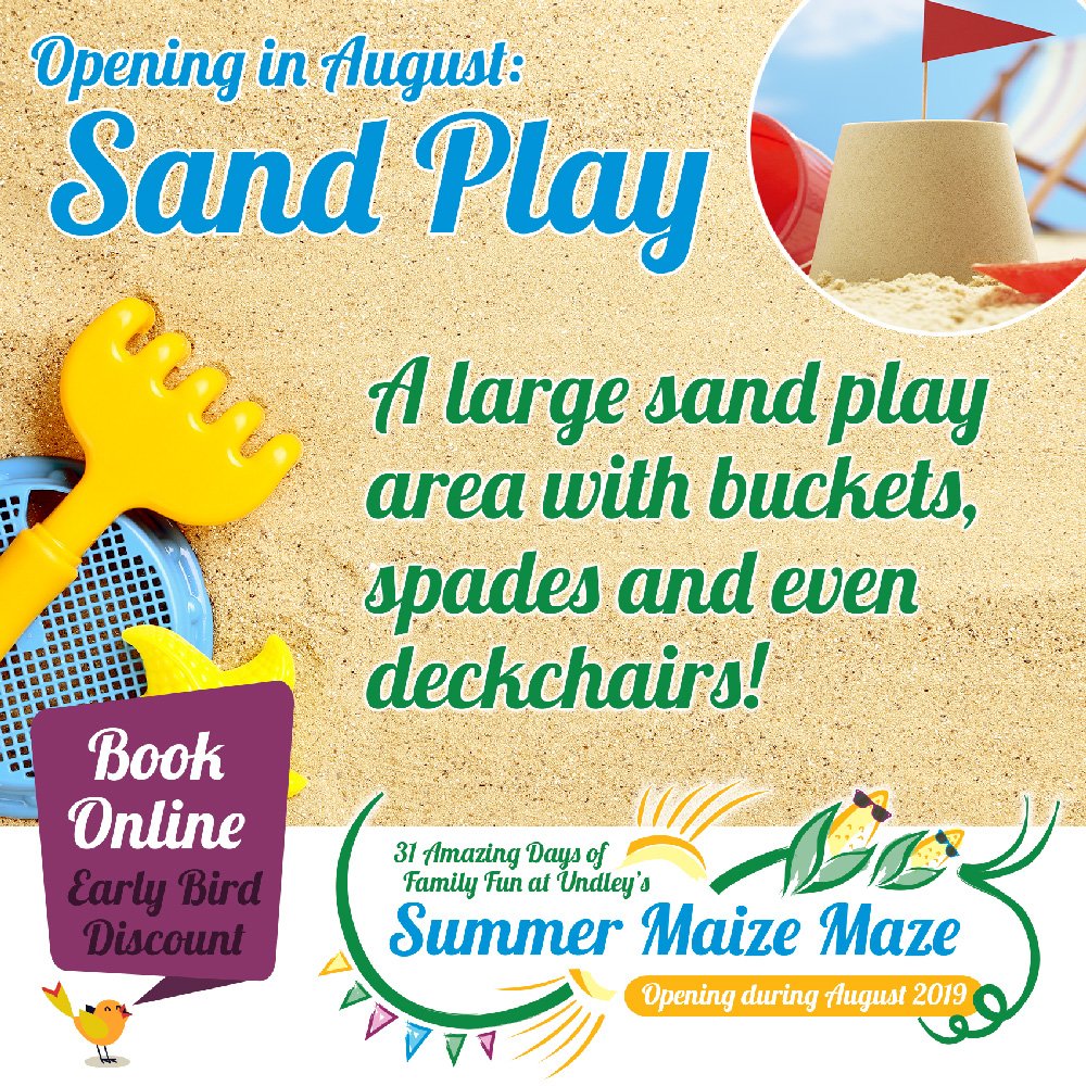 Visit our new summer maize maze event this August and discover our big sand play attraction complete with buckets, spades and deckchairs. 🌞⛱ #beachevent #augustevents #bucketsandspades #sandplay #Kidsfun