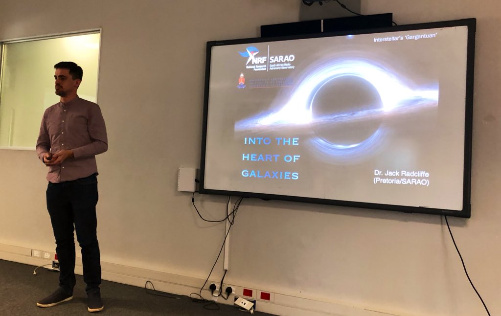AstroJoeC's tweet photo. .@jack_radcliffe_ presenting the science of supermassive black holes and the @ehtelescope result to the physics group of the Botswana International University of Science and Technology (BIUST) @biustbw @dara_project #jumpingjive https://t.co/XhS2Qo5Gav