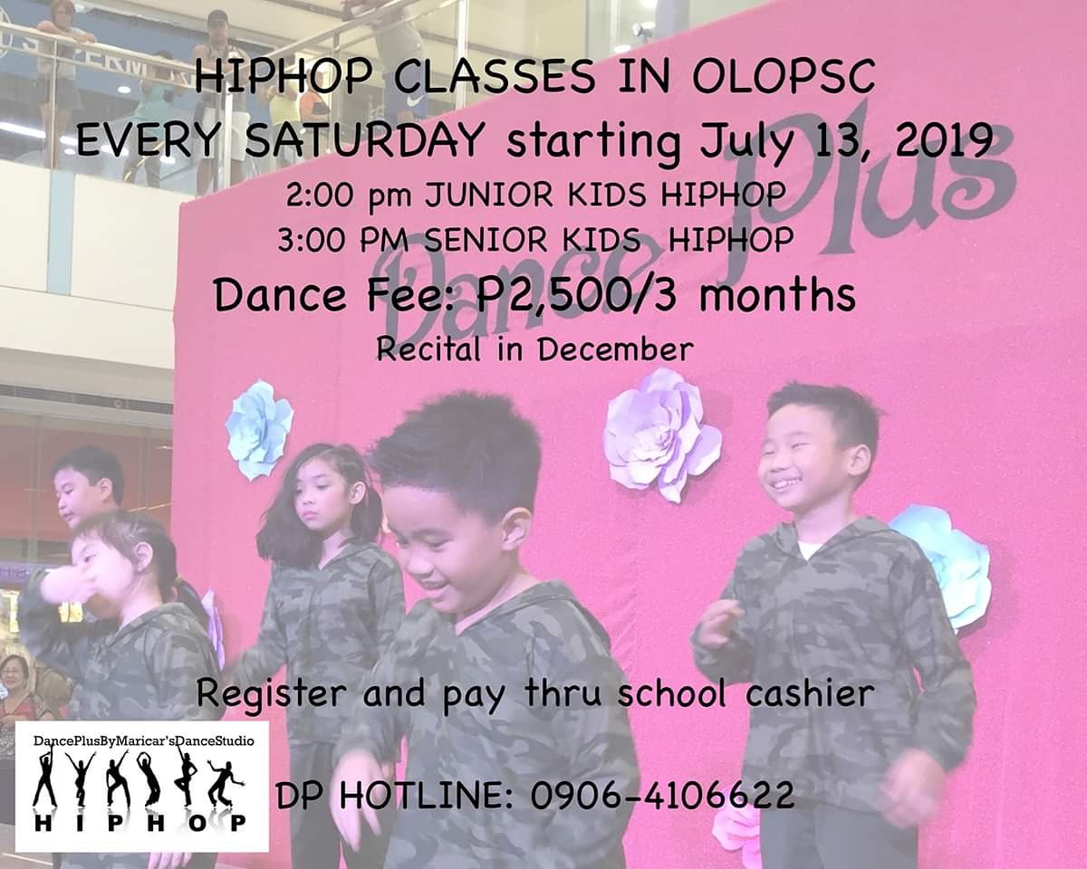 OLOPSC_OFFICIAL's tweet photo. HIPHOP CLASSES @ OLOPSC will start on July 13, 2019 (Saturday)

Join now!
Call 0906-4106622 for more information.
#OLOPSCEmpowersLearners
#OLOPSCSpecialClasses20192020 https://t.co/hpI8I6hVxN