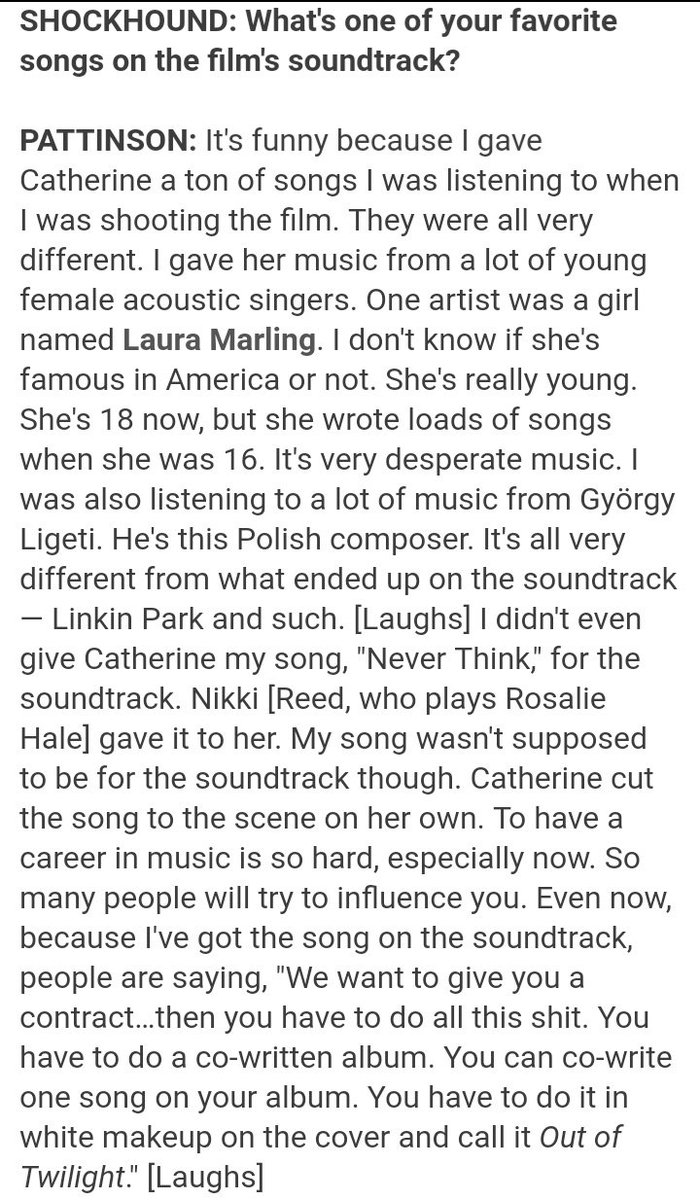 Rob habla sobre las canciones que le recomendó a Catherine y cuenta que él no le dió su canción, sino que fue Nikki la que se la mostró a Catherine.