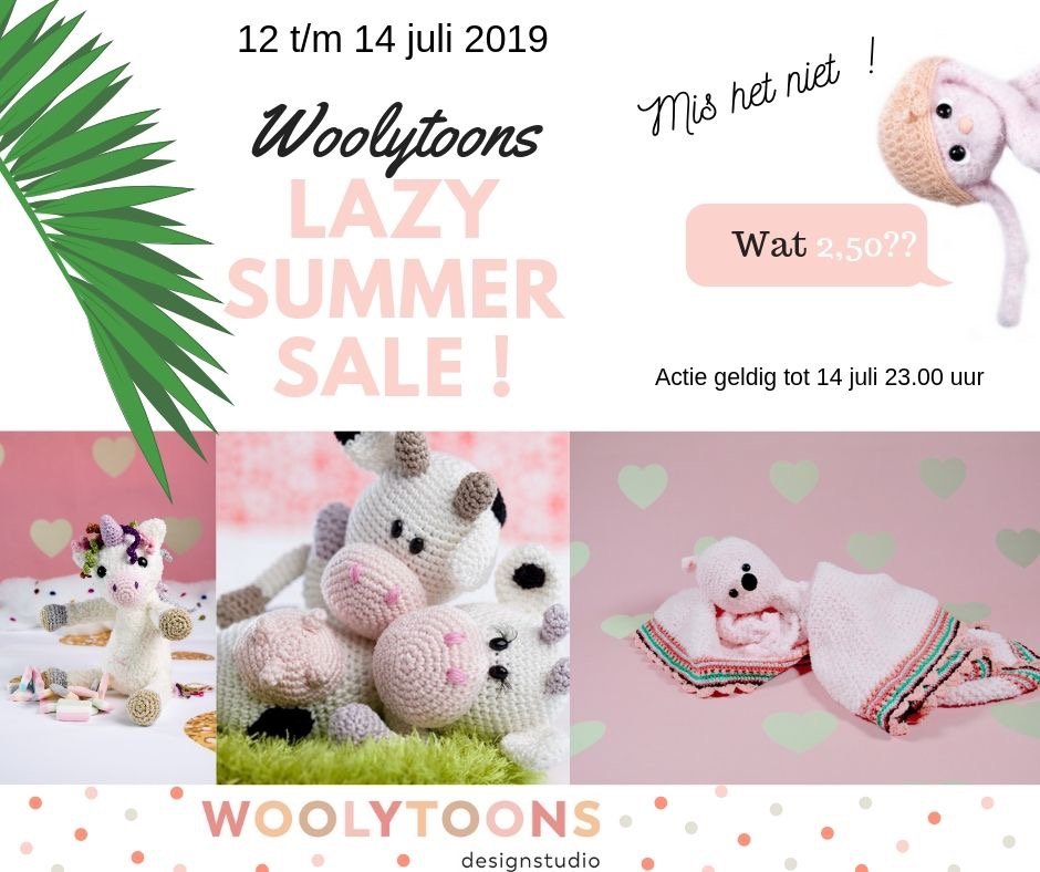 WHOOHOEE! De Lazy Summer Sale is zojuist gestart bij Woolytoons...de komende drie dagen vind je alle patronen in de webshop voor maar €2,50 of minder!! rennen !! woolytoons.com