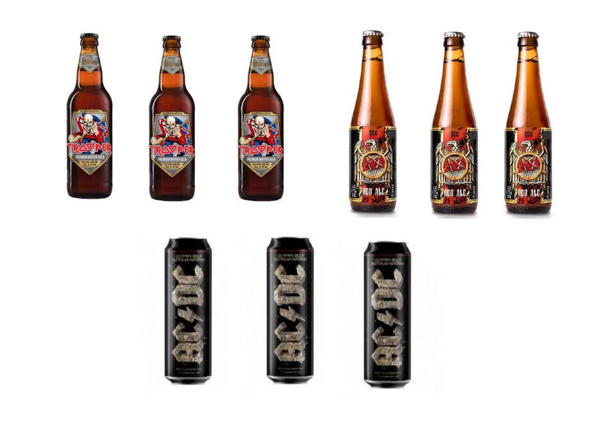Trooper Regular Ale 4.7% (500ml) X 3
AC/DC Rock or Bust 4.8% (568ml / 1 Pint) X 3 
Slayer 666 Red Ale Beer 6.5% (330ml) X 3

£23.99 at iconbeverages.co.uk/products/icons…