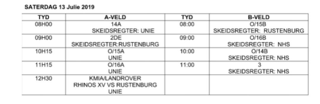 Program vir wedstryde vs <a href="/HNelspruit/">Handsome Nelspruit</a>