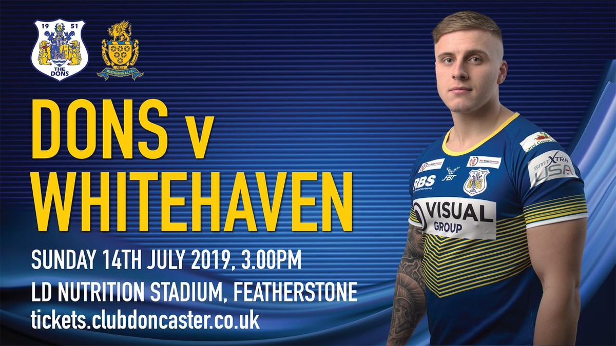 🏉 | It's gameday at the LD Nutrition Stadium. 

Join <a href="/Doncaster_RLFC/">Doncaster RLFC</a> as they take on top of the table, <a href="/OfficialHavenRl/">Whitehaven Rugby League</a> at 3pm!!