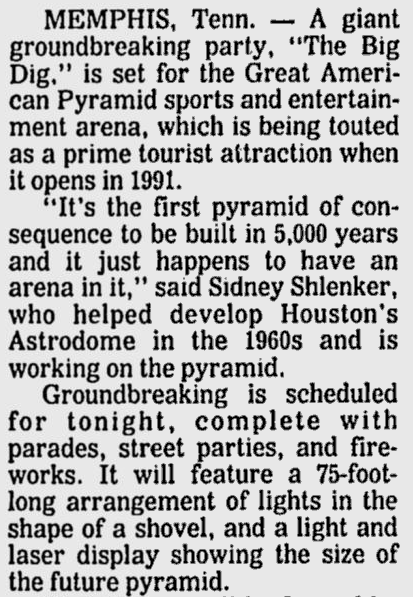 ...but it finally got approval. The Great American Pyramid, aka The Tomb of Doom had its groundbreaking not long after in a great boisterous party.