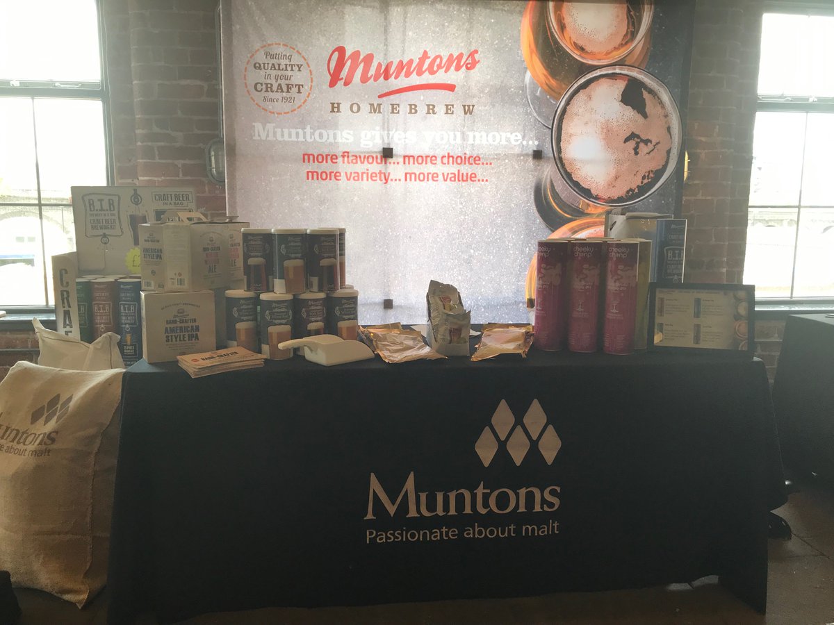 MuntonsPlc's tweet photo. Linda, Tom and Fabian are ready to about all things #Malt #MaltExtract #BeerKits #Grains #Homebrew at @brew_con_19. We have some crushed malts on offer too...pale and our new melanoidin wheat malt....
Grab yourself an EasySour sample too....
#SourBeers in an instant! #CraftBeer https://t.co/7NAXZS8ZE5