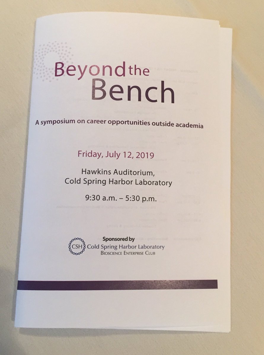 Excited to spend the day <a href="/CSHL/">Cold Spring Harbor Laboratory</a> for <a href="/CSHL_BEC/">CSHL BEC</a>’s “Beyond the Bench” symposium. Great event for grads and postdocs thinking about their next move <a href="/SBUGradProfDev/">SBU Grad and Postdoc Professional Development</a>