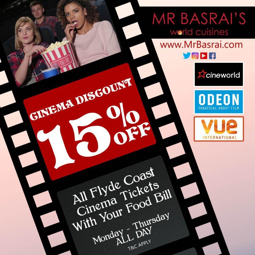 MrBasrai's tweet photo. We welcome everyone to our venue, come &amp; enjoy the cinema discount by booking Mr. Basrai's world buffet restaurant. It is more fabulous to come with your loved ones! pamper your loved ones with our massive selection of food from around the world. BOOK NOW: https://t.co/F7WoN8K9FB https://t.co/kZHtBN8Nkc