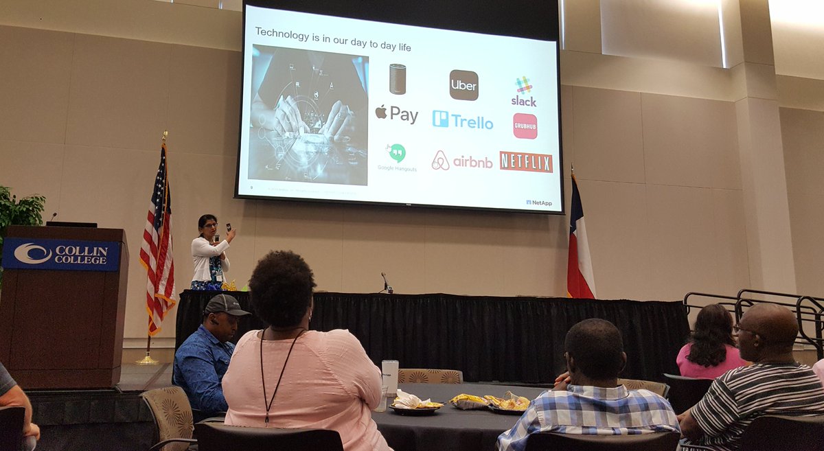 mercedes_adams's tweet photo. This week at @MobileCTC 's #SummerWC2019 our all star tech instructor @BanuSundhar taught a #HybridCloud class, sat on a career panel, & gave a keynote on the value of data! She rocked the week! #NetAppLife #NetAppCulture #ChangeLeader https://t.co/aX6XIDA9Un