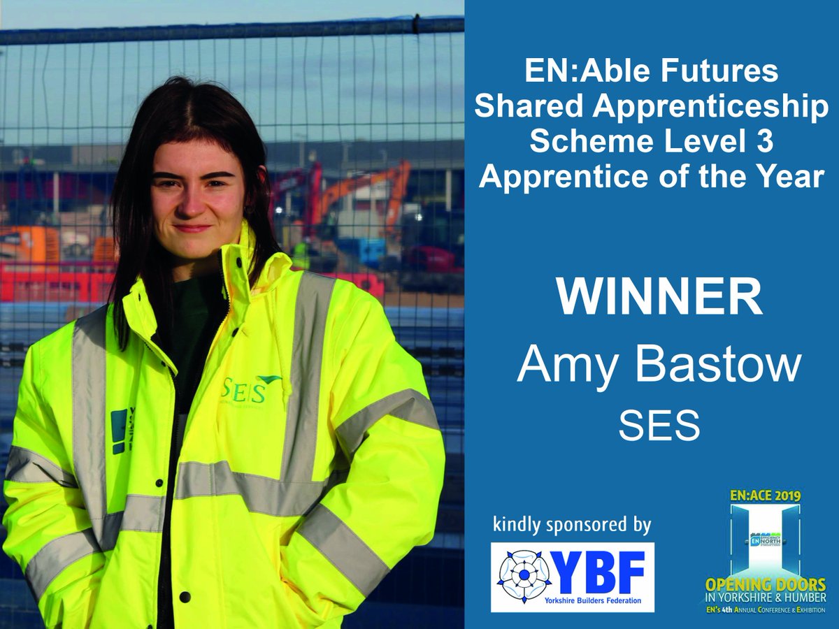 EfficiencyNorth's tweet photo. #FridayFeeling #ENACE2019 Well done to all this yearโs Social Value Award winners. The standard this year was extremely high ๐๐๐@ENAbleFutures Shared Apprenticeship Scheme L3 Apprentice Amy Bastow, @Engineering_SES https://t.co/ADtm9ftT2A