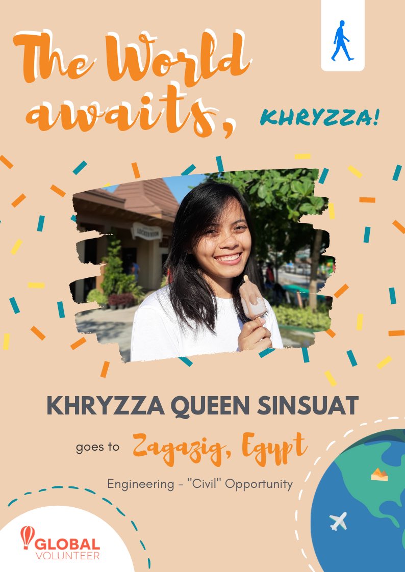 AIESECDavao's tweet photo. #EgyptAwaits for Murielle and Khryzza as they take on a volunteer experience in Zagazig from 14 July to 30 August! 🇪🇬

Follow their journey as they expand their horizons as a young engineers through Global Volunteer! 💙

#TheWorldAwaits #ImagineYourExperience #AIESECinDavao https://t.co/Ewh5Bk7Das