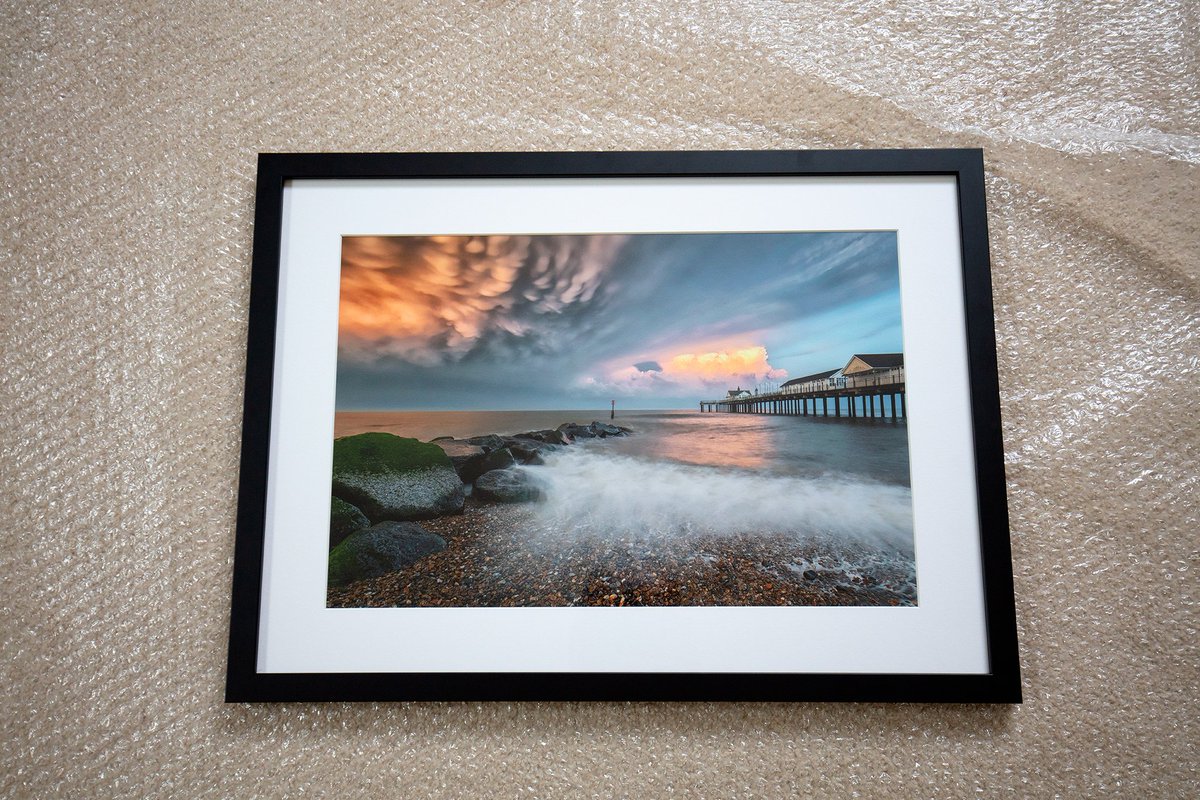 PhotoprintUK's tweet photo. I recently got the chance to frame the winning image from the Natures Value Photography Competition. Here is the winning image all framed up ready to be packed up for delivery.

Image by Ben Green Photography of Southwold Pier. On NST Bright White &amp; Framed in 20mm Black moulding. https://t.co/Qi6NouPtc9