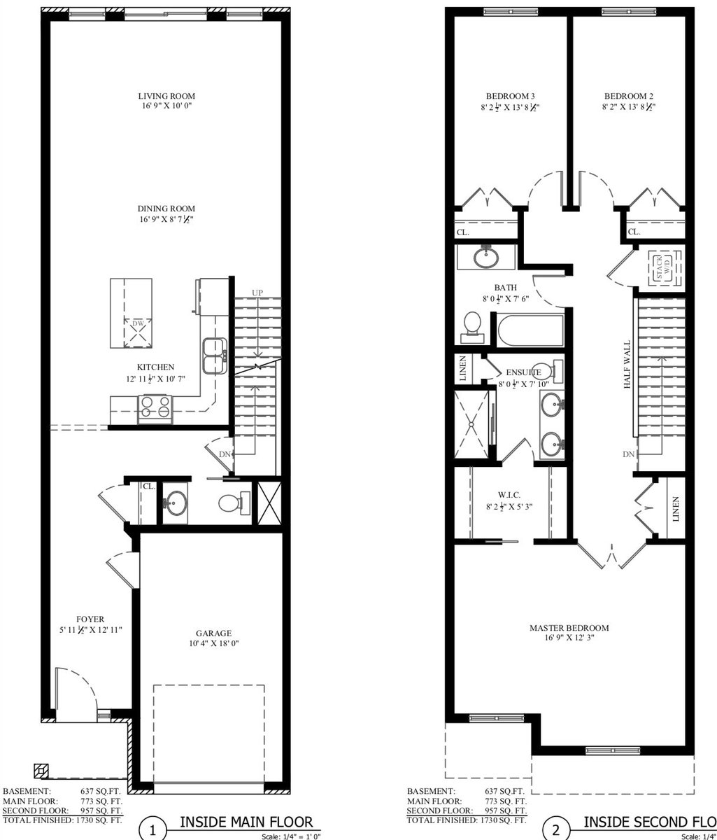 Floorplan Friday my friends!  Today we get a SNEAK PEAK at a freehold townhome that will be released soon at the GRAND OPENING of the Doon's Crossing sales centre.  No need to give up anything with this townhome, which features 1730 sq ft, 3 bedrooms and a full ensuite!
