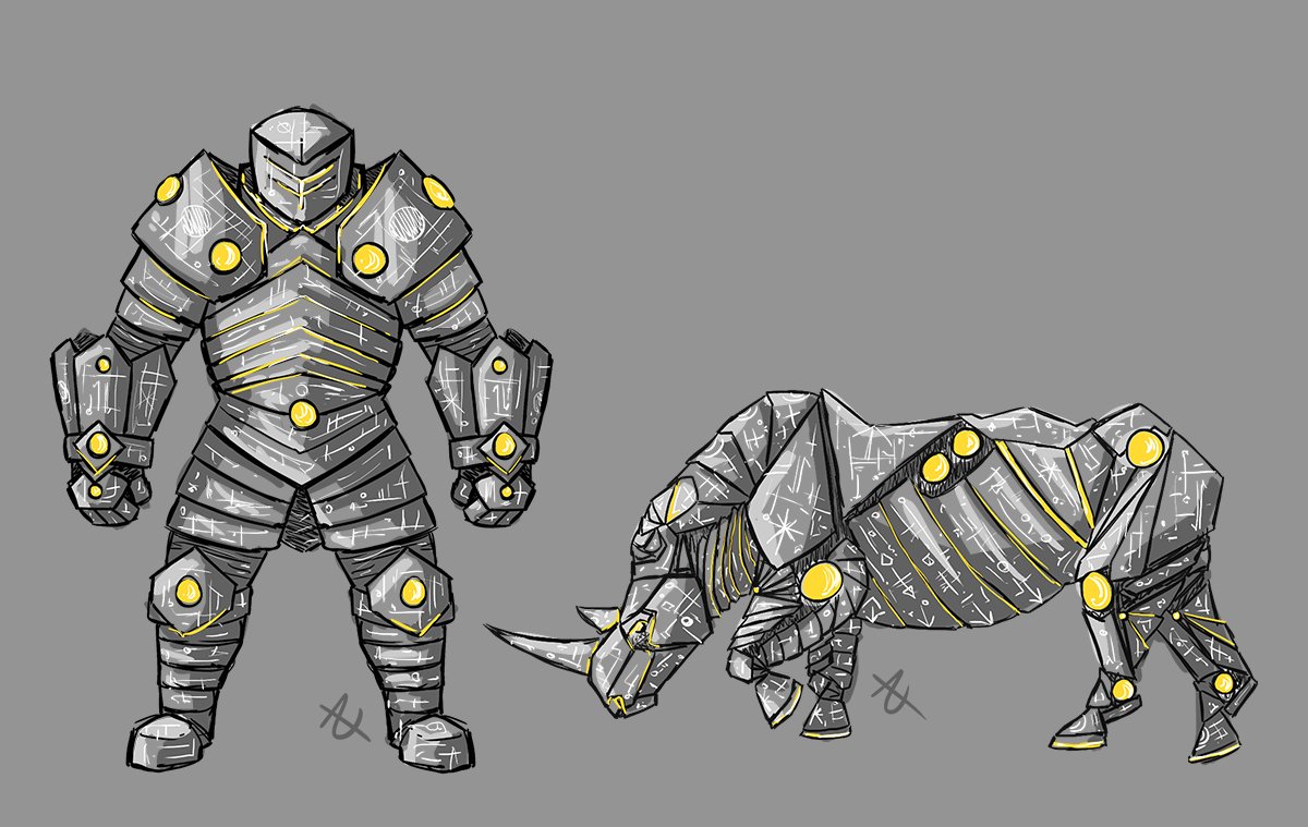 HERE THEY ARE!!!

My golem concepts kinda took a turn towards armor design 🤔 (but in the end made me realize designing armor can be fun!!)

(@TheTitanPod @Joshuathehippie @kelseygreer @RoosterDrei @ericinit @erinbydesign) #ToA #TheTitanPod #fanart #characterdesign! #armordesign!