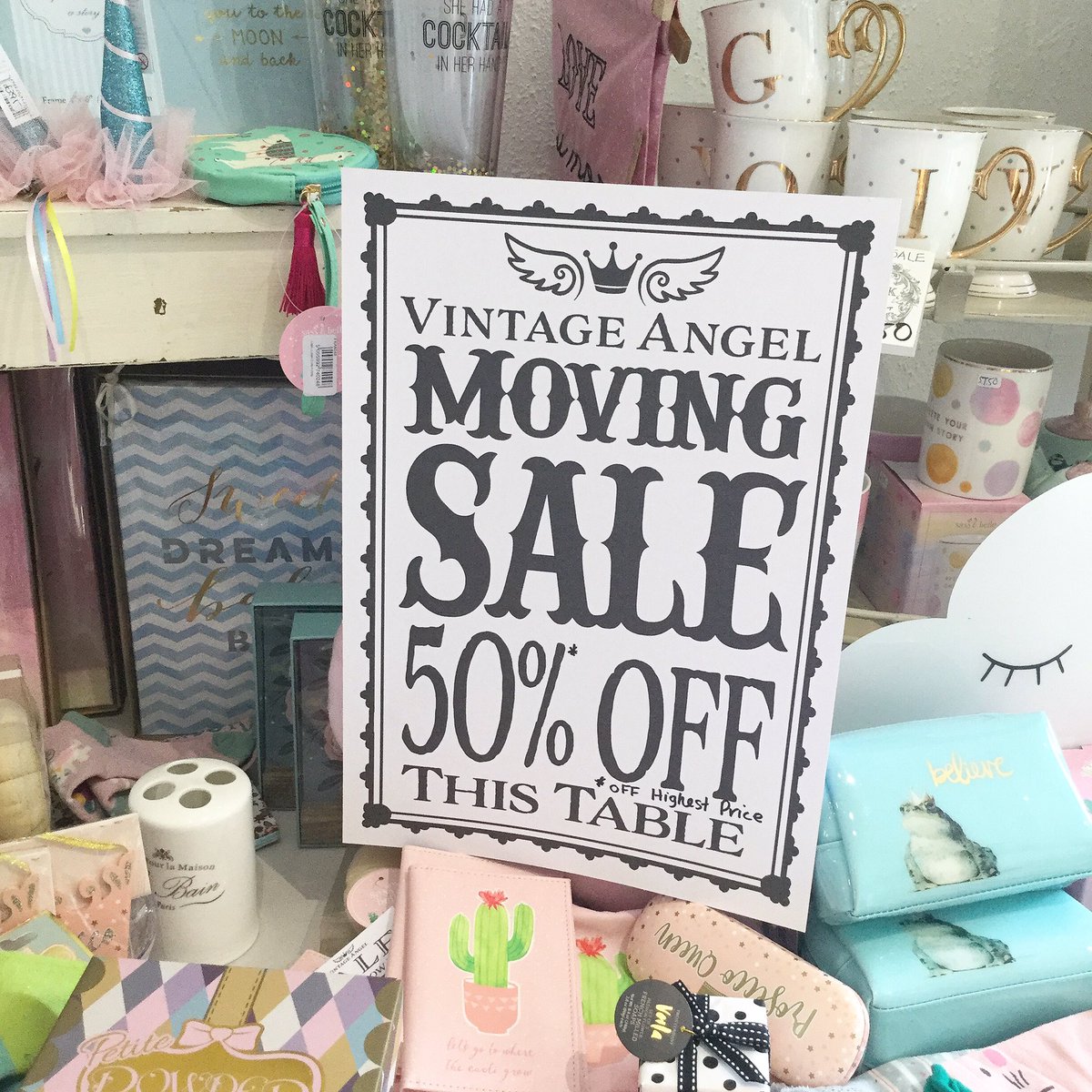 The shop is closing on Sat July 27th and we have 2 big tables with 50% OFF fabulous gifts and partyware  #altrincham