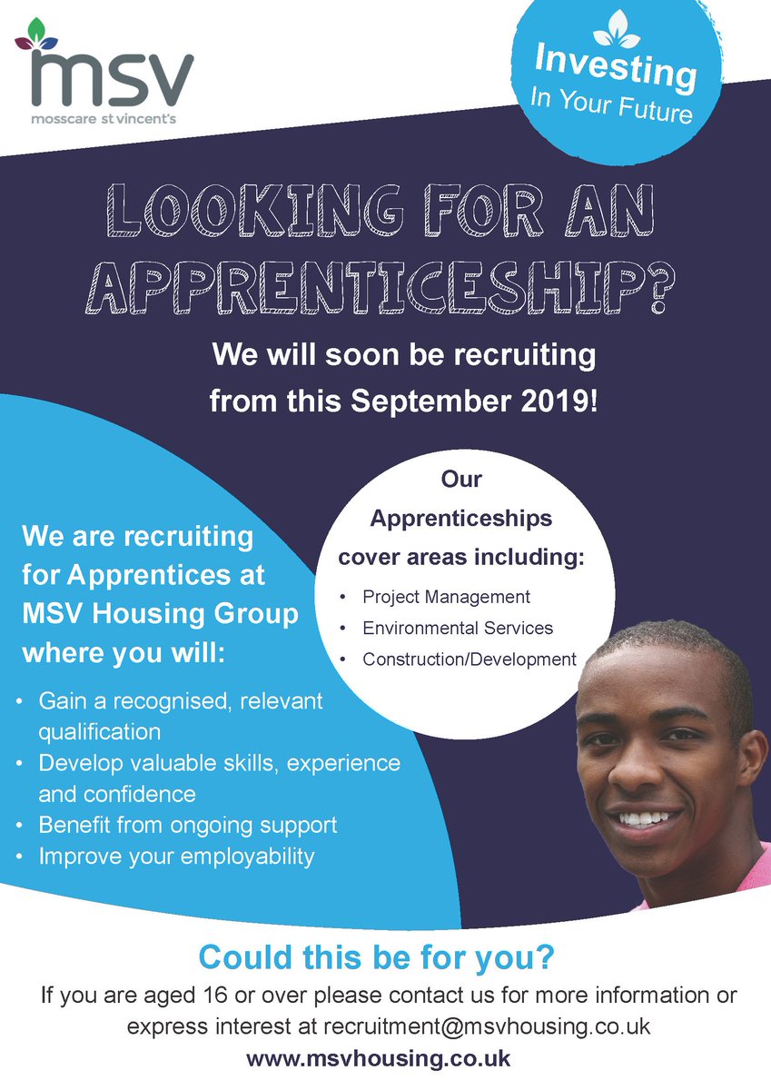 MSVHousing's tweet photo. We have some exciting apprenticeship opportunities coming up from this September in areas including Project Management, Development and Environmental Services. Please contact our People and Talent team to express interest or visit: https://t.co/Pb0FbbrvKq #WeCare #MoreMSV https://t.co/XATm1mLqVH