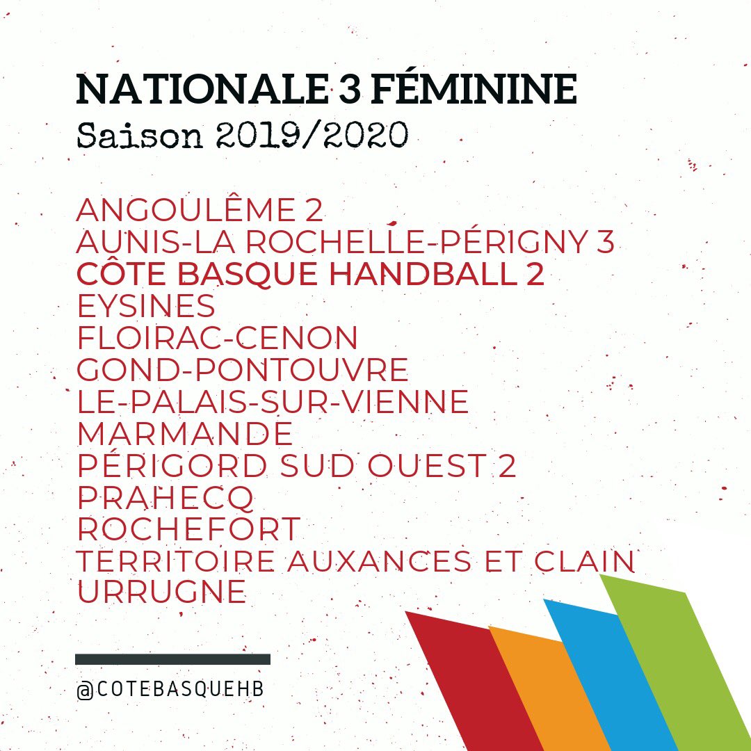 cotebasquehb's tweet photo. 📋 POULES
Après la validation de la participation de notre réserve en N3, nous attendions la publication de la poule. Voici donc les trois groupes dans lesquels évolueront nos trois équipes lors de la saison 2019/2020 💪
#CoteBasqueHB https://t.co/emdkJ3OHEW