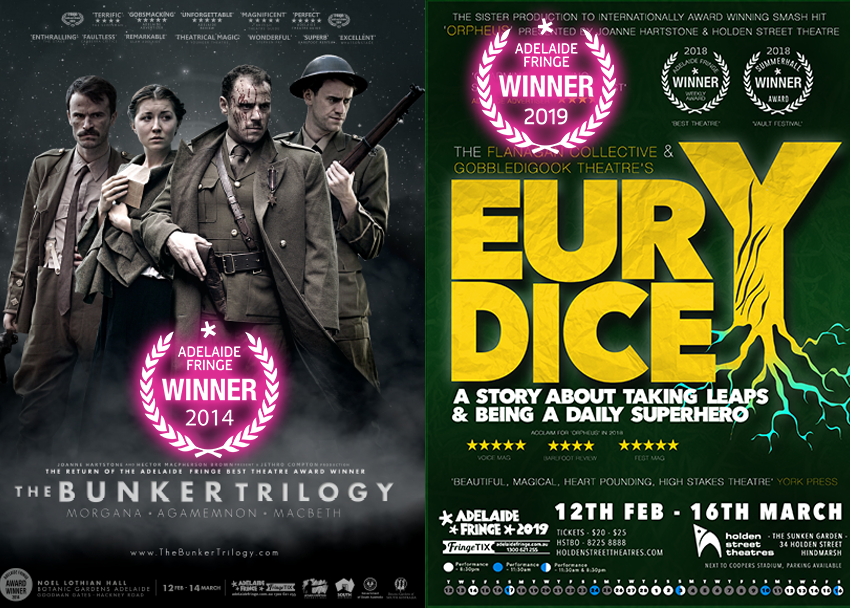 HartstoneKitney's tweet image. For #WorldFringeDay, we are celebrating our award-winning @ADLfringe shows. To kick it off, we salute our TWO overall #BestTheatre #AwardWinners - #TheBunkerTrilogy (by @JethroCompton - 2014) &amp;amp; #Eurydice (by @flancol &amp;amp; @gobbleditweets - 2019)
#FringeGetsClassy #60YearsOfFringe