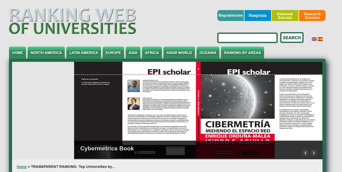 CCHS_CSIC's tweet image. Se acaba de actualizar el Ranking Transparente de Universidades que utiliza los perfiles de Google Scholar como fuente de información. Una iniciativa del #Cybermetrics Lab del #CSIC cuyo responsable es @isidroaguillo  (Continúa)