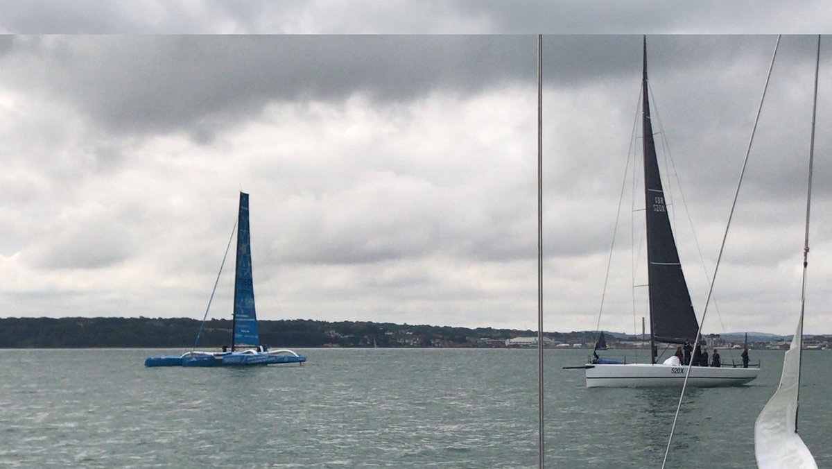 That's it! Departure of #cowes - #Dinard is now on !
#KF on board, all is set up!! 
Stenght and Honor !!
#Race #IsleofWight