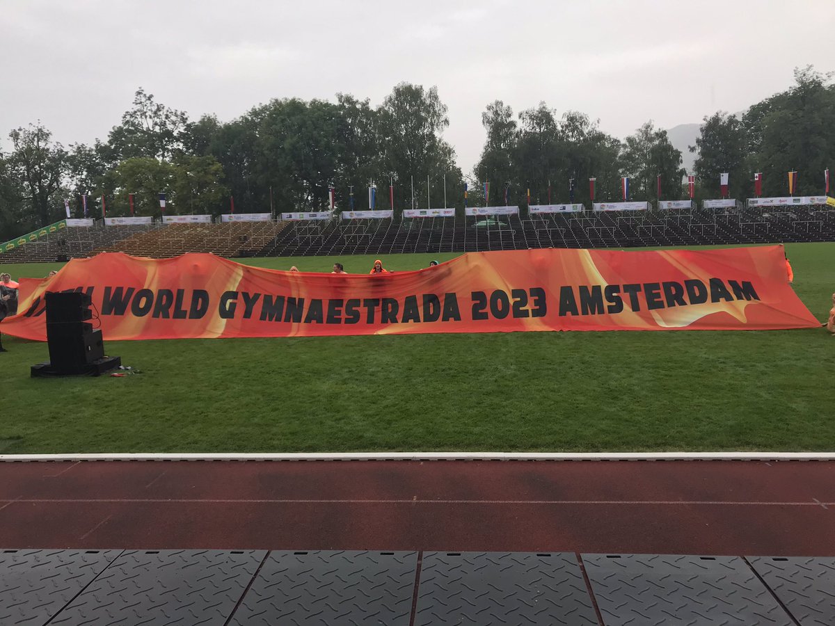 Trainen voor de sluiting show voor de 17th gymnaestrada 2023 in Amsterdam. Hopelijk zaterdag droog 😊