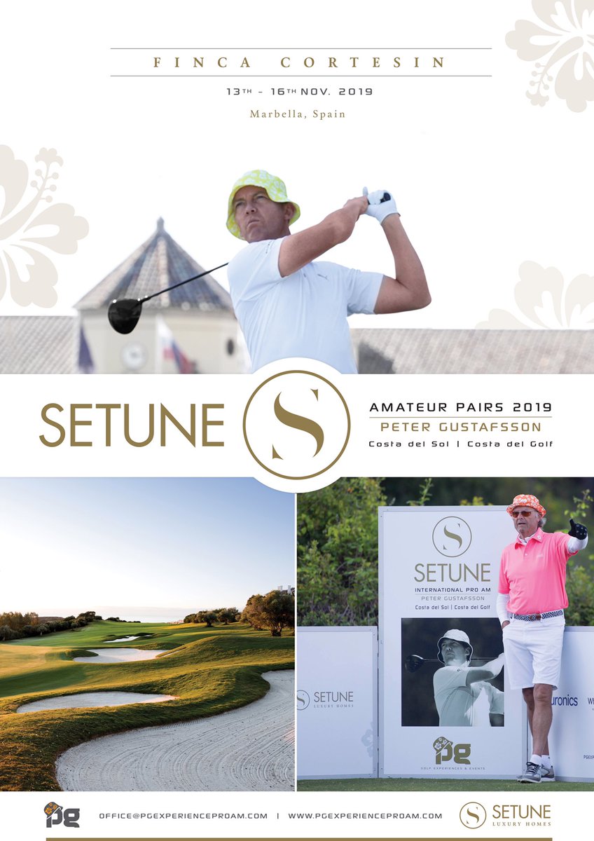 First of all a fantastic event to enter if you love golf. We look forward to host this event at Finca Cortesin this November. 

For more information and to sign up please email me at

pg@petergustafsson.com 

Or check our website for information about tournaments and also travel.