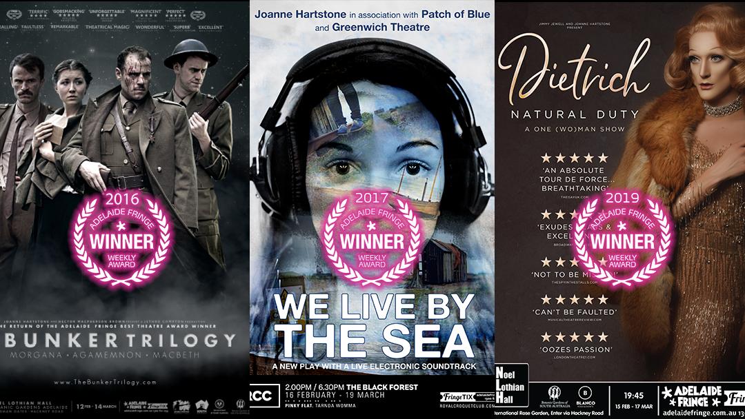 HartstoneKitney's tweet image. For #WorldFringeDay, we celebrated our #ADLfringe @ADLCriticCircle awards: #TheBunkerTrilogy (by @JethroCompton - 2016), #WeLiveByTheSea (by @Patch_of_Blue - 2017), #DietrichNaturalDuty (by @_petergroom @OMGully @Jimmy_Jewell - 2019) #FringeGetsClassy #60YearsOfFringe 💎🌷🌏🎭⭐️