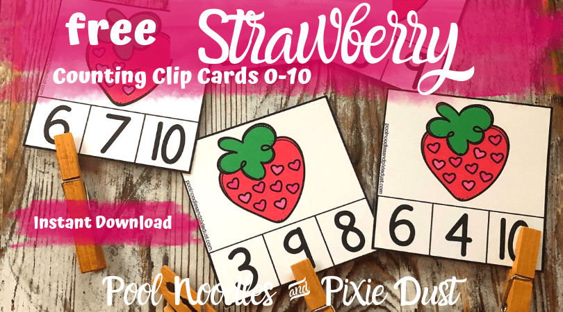 Free Strawberry Counting Clip Cards 0-10 poolnoodlesandpixiedust.com/free-strawberr…