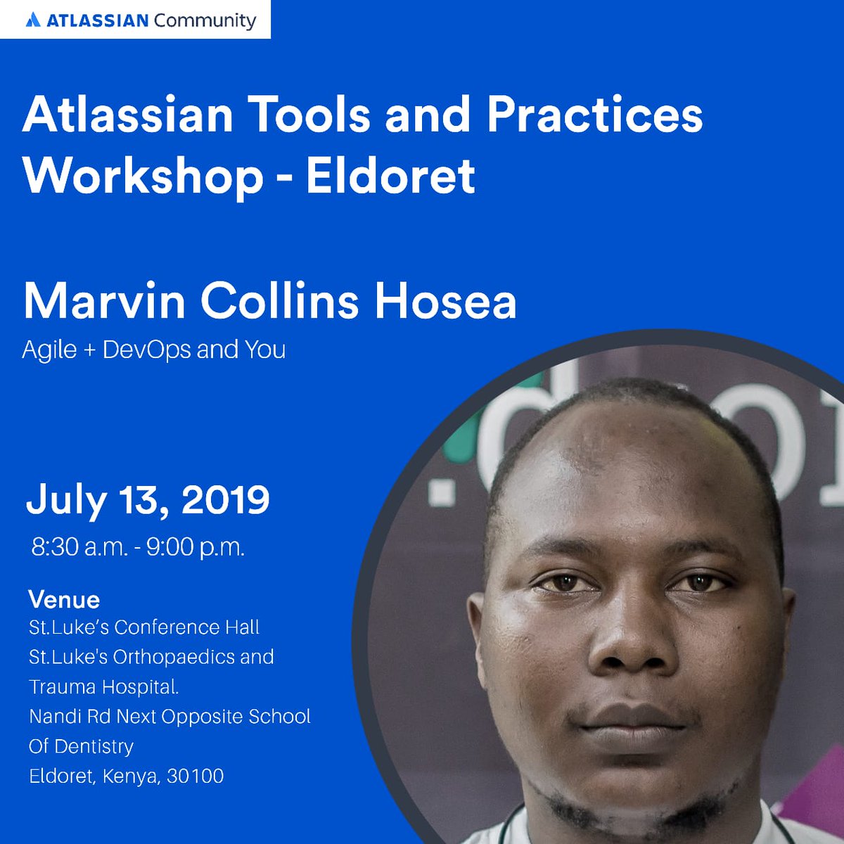 wangerekaharun's tweet photo. Atlassian Community Nairobi is coming to #Eldoret. Atlassian tools and practices workshop will be in Eldoret on 13th July. Learn about all the Atlassian tools from use case experience. #agile #Jira #bitbucket #BitbucketPipelines #Confluence #trello #Bitbucket https://t.co/2skRNaosMu