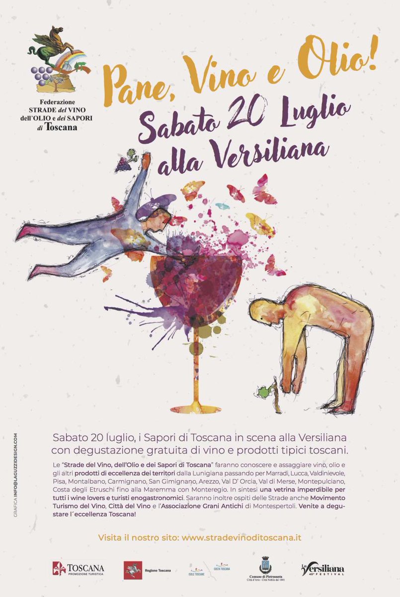 Pane, Vino e Olio - Sabato 20 Luglio
Versiliana, Marina di Pietrasanta
Una vetrina imperdibile per tutti i wine lovers e turisti enogastronomici. stradevino.wordpress.com/2019/07/12/pan…