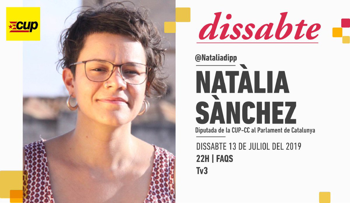 📺 Dissabte 13 de juliol, <a href="/Nataliadipp/">natàlia sànchez dipp🇵🇸</a> serà entrevistada al @FAQSTV3