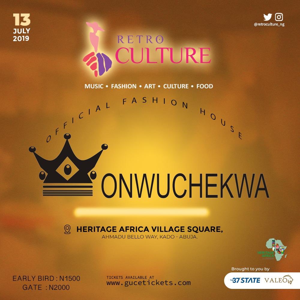 RetroCulture_ng's tweet photo. Showcase amazing fashion pieces live at Retro Culture is;
Onwuchekwa.
House of Haute Vou.
Lureino Bent. 
Sammie Kal. 
Music meets Fashion tomorrow. 
#RetroCulture19 #Abuja
Brought to you by @The37thstate x @Valeo_ng https://t.co/gTTA2PM8gm