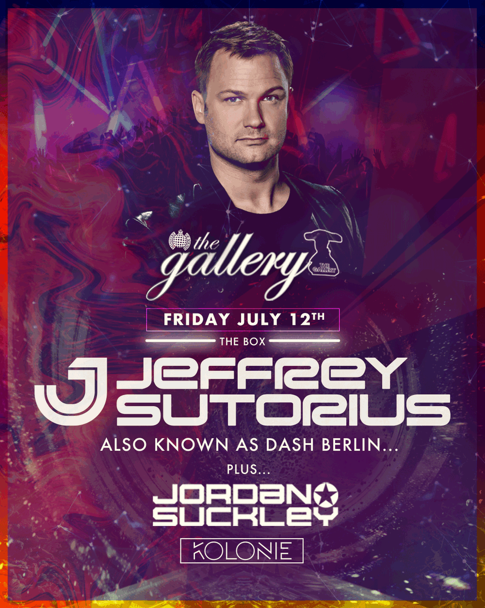 Tonight at <a href="/Ministry_Club/">Ministry of Sound Club</a>: <a href="/Jeff_Sutorius/">Jeffrey Sutorius (Official)</a> (also known as <a href="/DashBerlin/">Dash Berlin</a>), <a href="/jordansuckley/">Jordan Suckley</a> &amp; <a href="/KOLONIE_MUSIC/">KOLONIE</a>. 💪