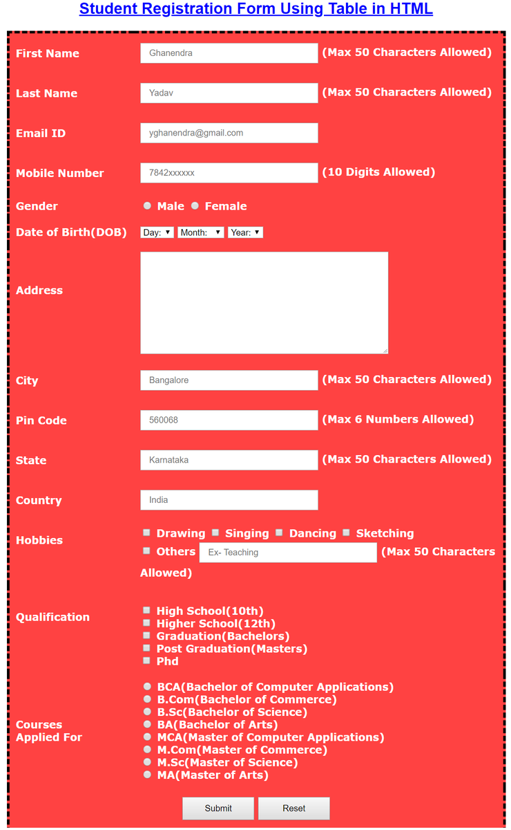 Form reg. Registration form. Registration form in html. Student Registration. Form students.