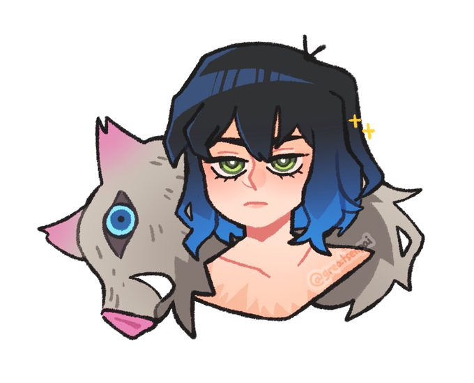 Krizzia ⚡さんがTwitterに投稿した嘴平伊之助(鬼滅の刃)のイラスト。