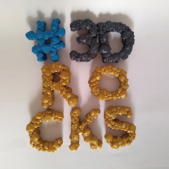 ferjerez3d's tweet photo. Hey! Procedurally generated 'Rocky' Alphabet (A-Z letters, 0-9 numbers ,#@& symbols) and published for a few bucks in @MyMiniFactory Store.
Hope you like it!! #3drocks 🤘Models in photos printed with @fillamentum stuff
Link: https://t.co/E6loooWxUv https://t.co/hOgUadrVVc