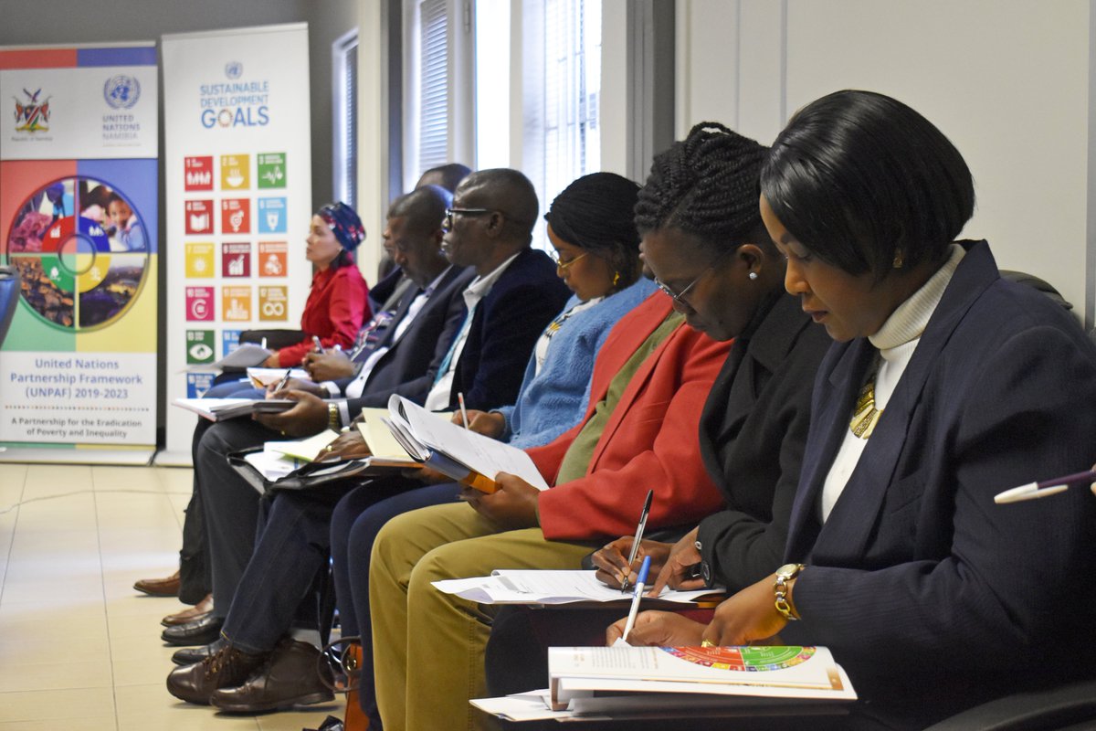 UNNamibia's tweet photo. The UN #Partnership Framework (#UNPAF) 2019-2023 Joint Workplan was validated today! It outlines strategic activities that will be implemented to contribute to📈Economic Progression,👥Social Transformation,🌳Environmental Sustainability and 👩⚖️Good Governance in #Namibia. https://t.co/L8IciZVwrU