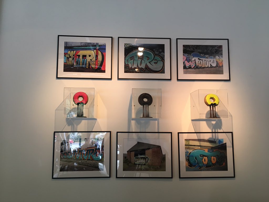 paulsmithuk's tweet photo. Well, well, so HE did it!?! #normallyben #Streetartist #YouAreLeavingTheFuture #Cambridge iconic A14 #Graffiti landmark (RIP). A fab retrospective of his work at Espresso Library In #Cambridge .King of the Doughnut Ring! https://t.co/Rq1yplO4X8